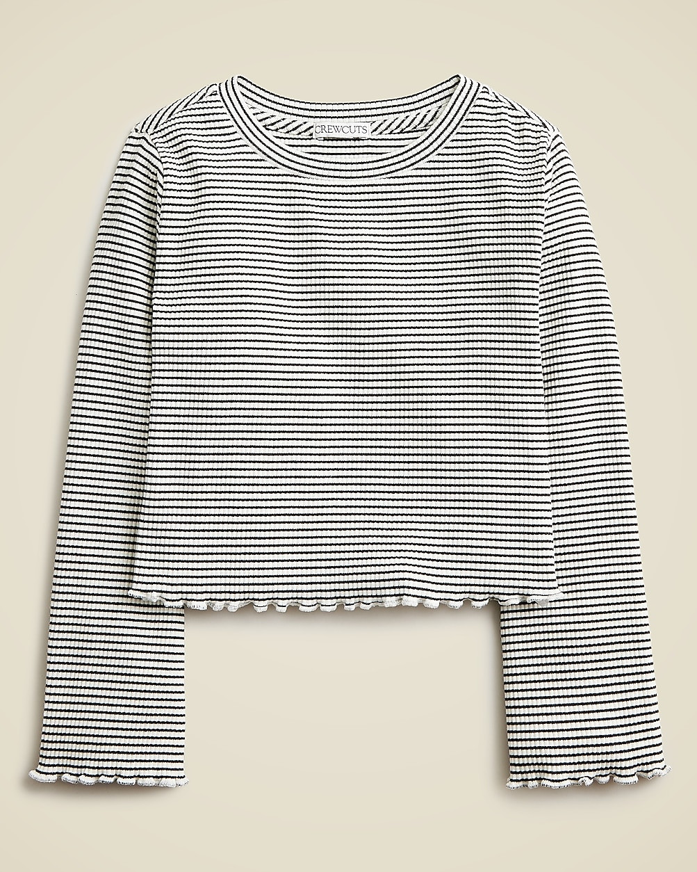 Girls' long-sleeve cropped everyday shirt in vintage rib | J. Crew US