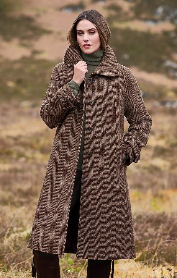 Ladies British Tweed Full Length Raglan Coat | The House of Bruar