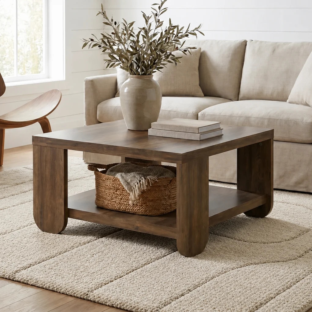 Wrought Studio™ Allyannah Modern Contemporary 31,1" Square Coffee Table With Shelf | Wayfair | Wayfair North America