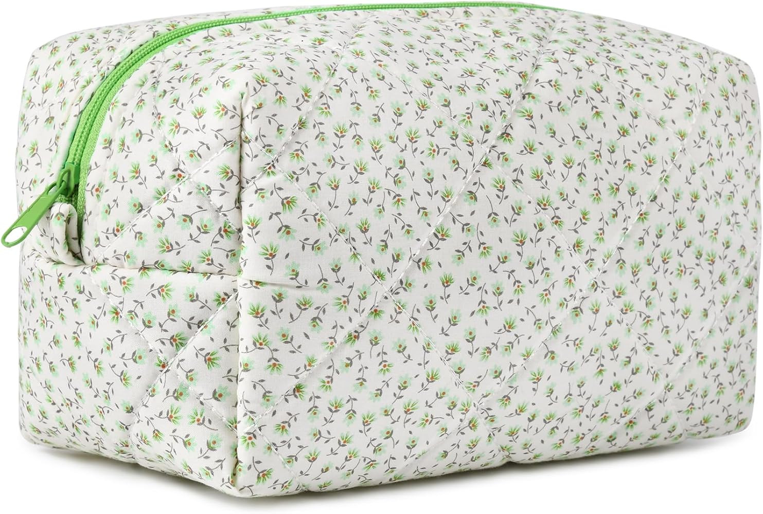 Floral Makeup Bag Quilted Cosmetic Bag Puffy Coquette Makeup pouch Aesthetic Cute Travel Toiletry... | Amazon (US)
