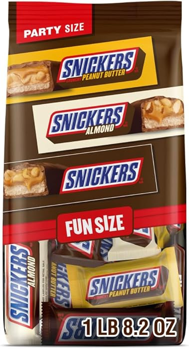 SNICKERS Original, Almond and Crunchy Peanut Butter Fun Size Football Chocolate Bars Variety Pack... | Amazon (US)