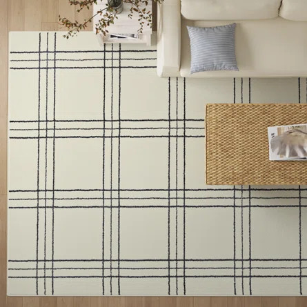 Sand & Stable Melany Plaid White Area Rug | Wayfair | Wayfair North America