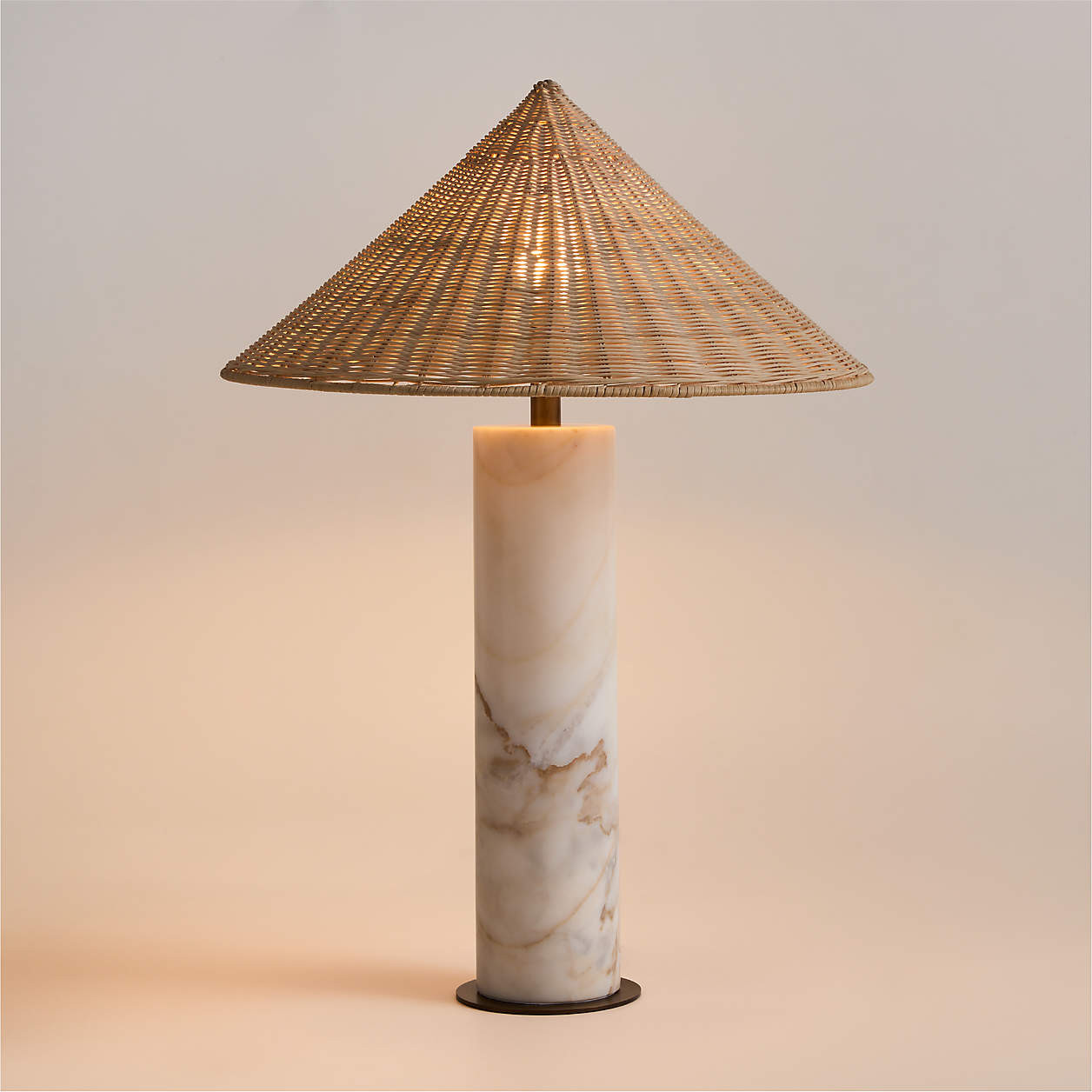 Beachwood Golden Calacatta Marble Table Lamp with Wicker Shade 20.7" by Brigette Romanek | Crate ... | Crate & Barrel