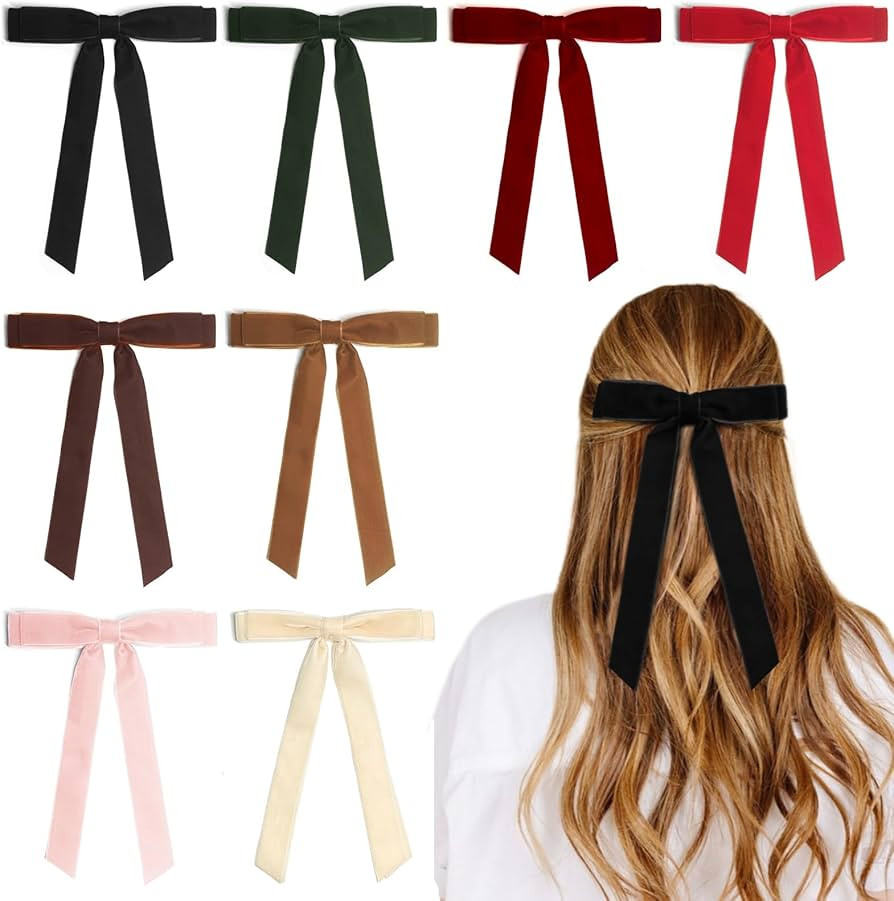 Tobeffect Velvet Hair Bows for Women Girls Christmas Hair Bows Velvet Bows for Hair Women Velvet ... | Amazon (US)