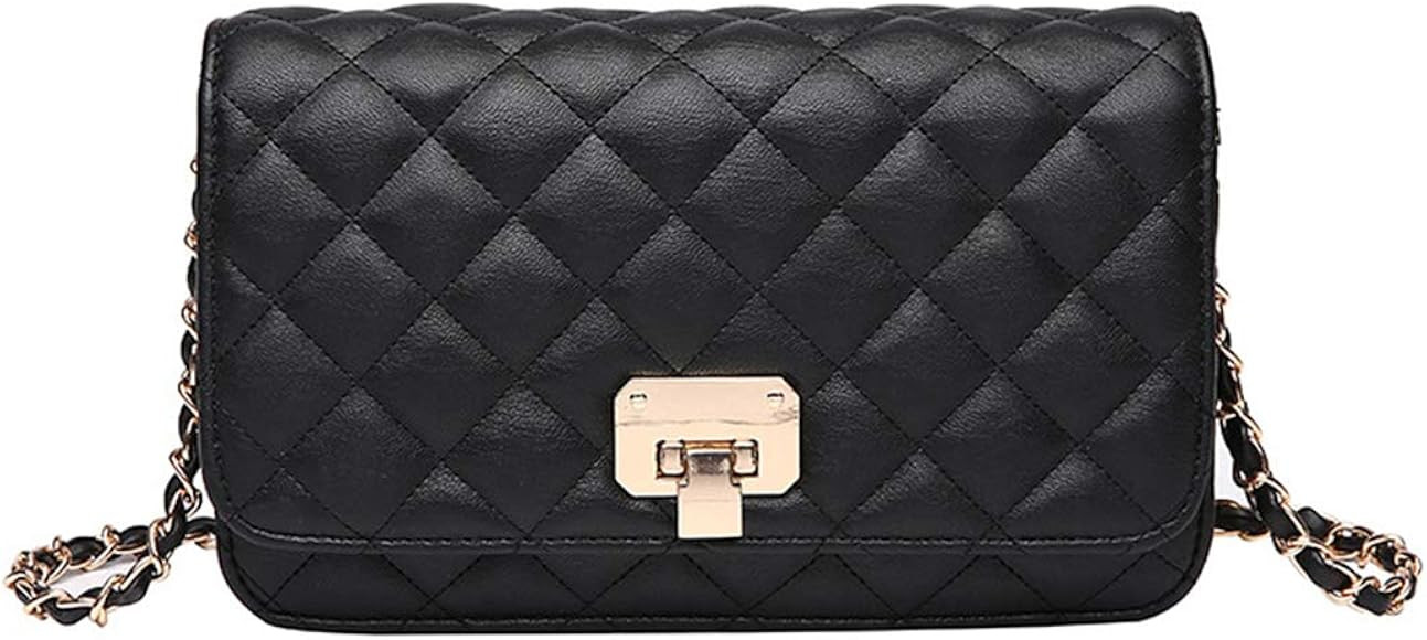 HAKSIM Women Leather Shoulder Bag Fashion Clutch Handbag Quilted Designer Crossbody Bag with Chai... | Amazon (UK)