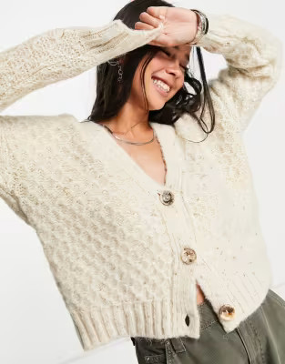 Vero Moda V-Neck cardigan in cream | ASOS (Global)