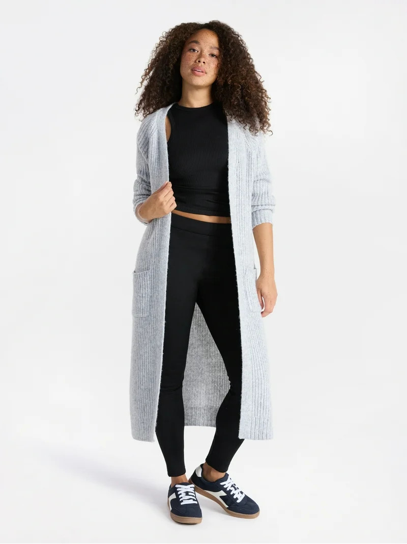 No Boundaries Ribbed Open Front Duster, Women’s | Walmart (US)
