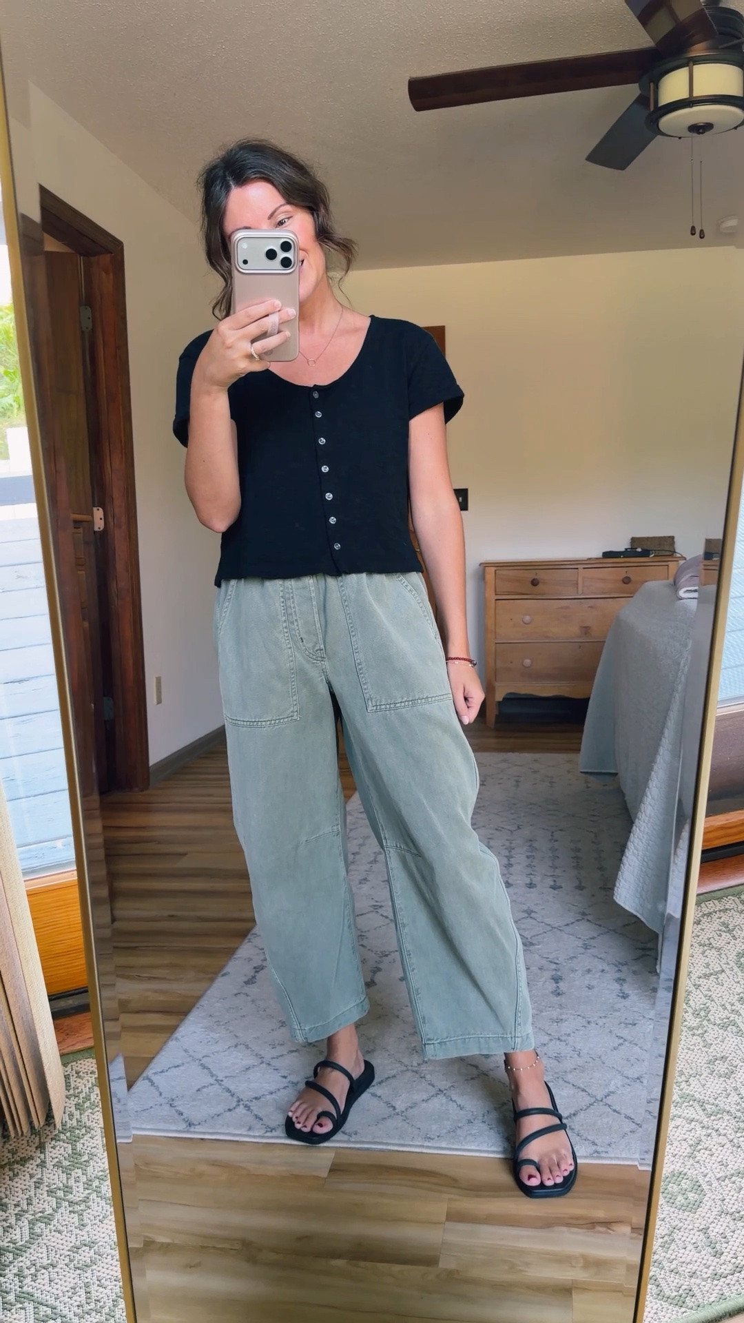 xs in my top (100% cotton!) and XS short/petite in my pants (these are exact! The listing pic makes them look like joggers, but the bottom actually looks like my picture) and size 6 in my croc sandals. My grey crewneck sweatshirt is size xs.

#LTKPetite #LTKSeasonal #LTKootd