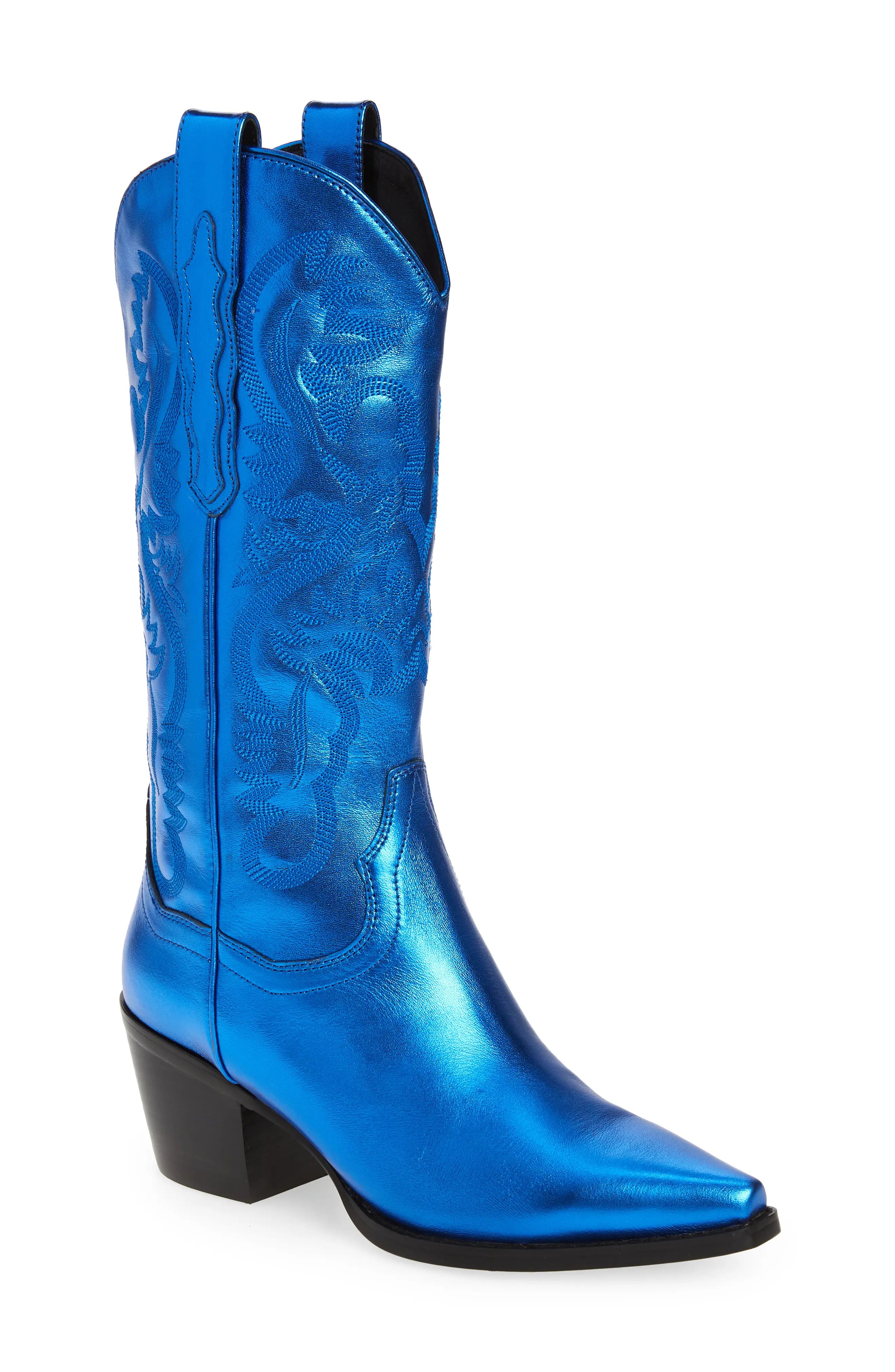 Jeffrey Campbell Dagget Western Boot in Blue Metallic Leather at Nordstrom, Size 7 | Nordstrom