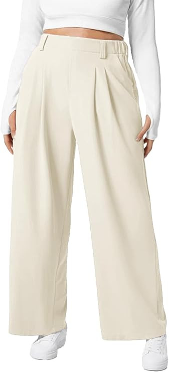 Eytino Womens Plus Size Wide Leg Dress Pants Elastic High Waisted Casual Waffle Palazzo Pants Tro... | Amazon (US)