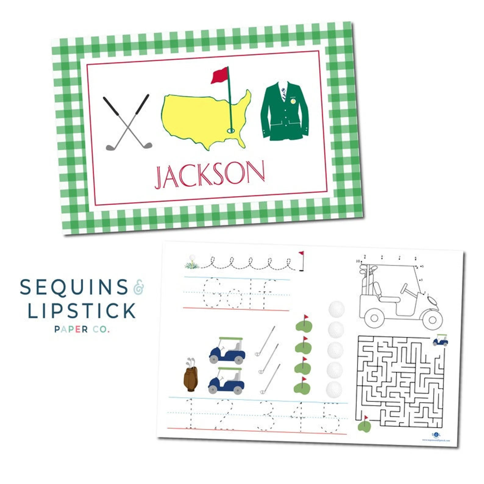 golf placemat, kid placemat, personalized golf placemat, personalized placemat for kid, toddler p... | Etsy (US)