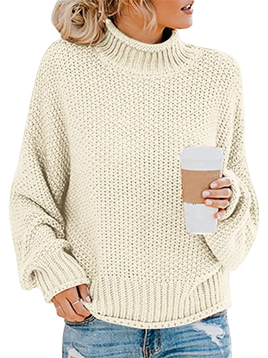 ANRABESS Women's Turtleneck Oversized Sweaters Batwing Long Sleeve Pullover Loose Chunky Knit Tops | Amazon (US)