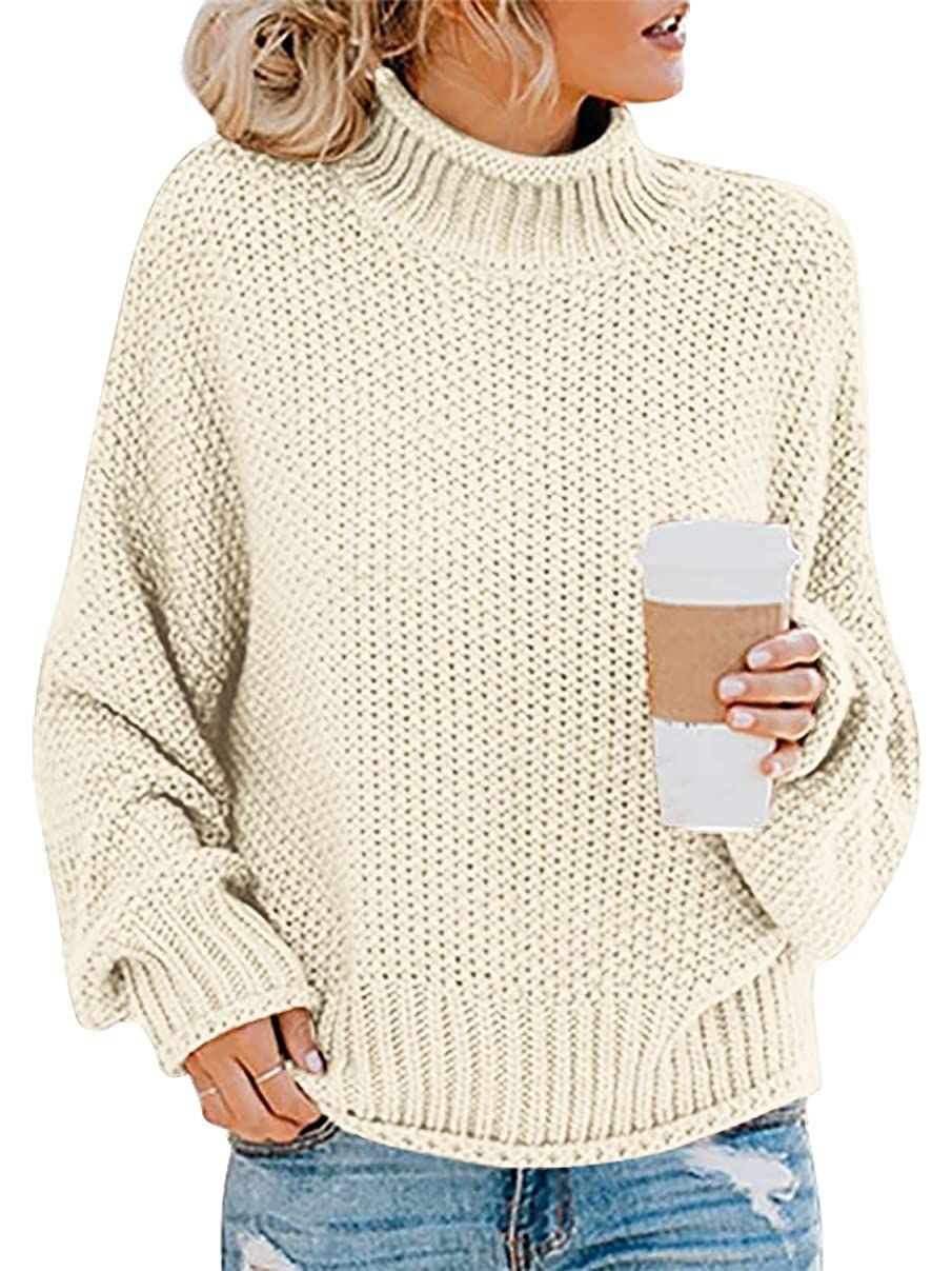 ANRABESS Women's Turtleneck Oversized Sweaters Batwing Long Sleeve Pullover Loose Chunky Knit Tops | Amazon (US)