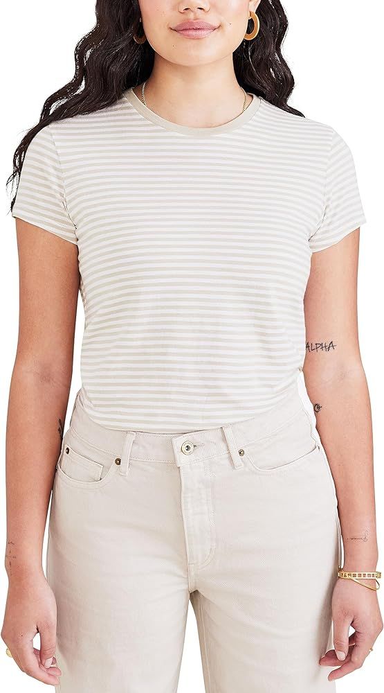 Dockers Women's Slim Fit Cotton Slub Jersey Favorite Crew T-Shirt | Amazon (US)