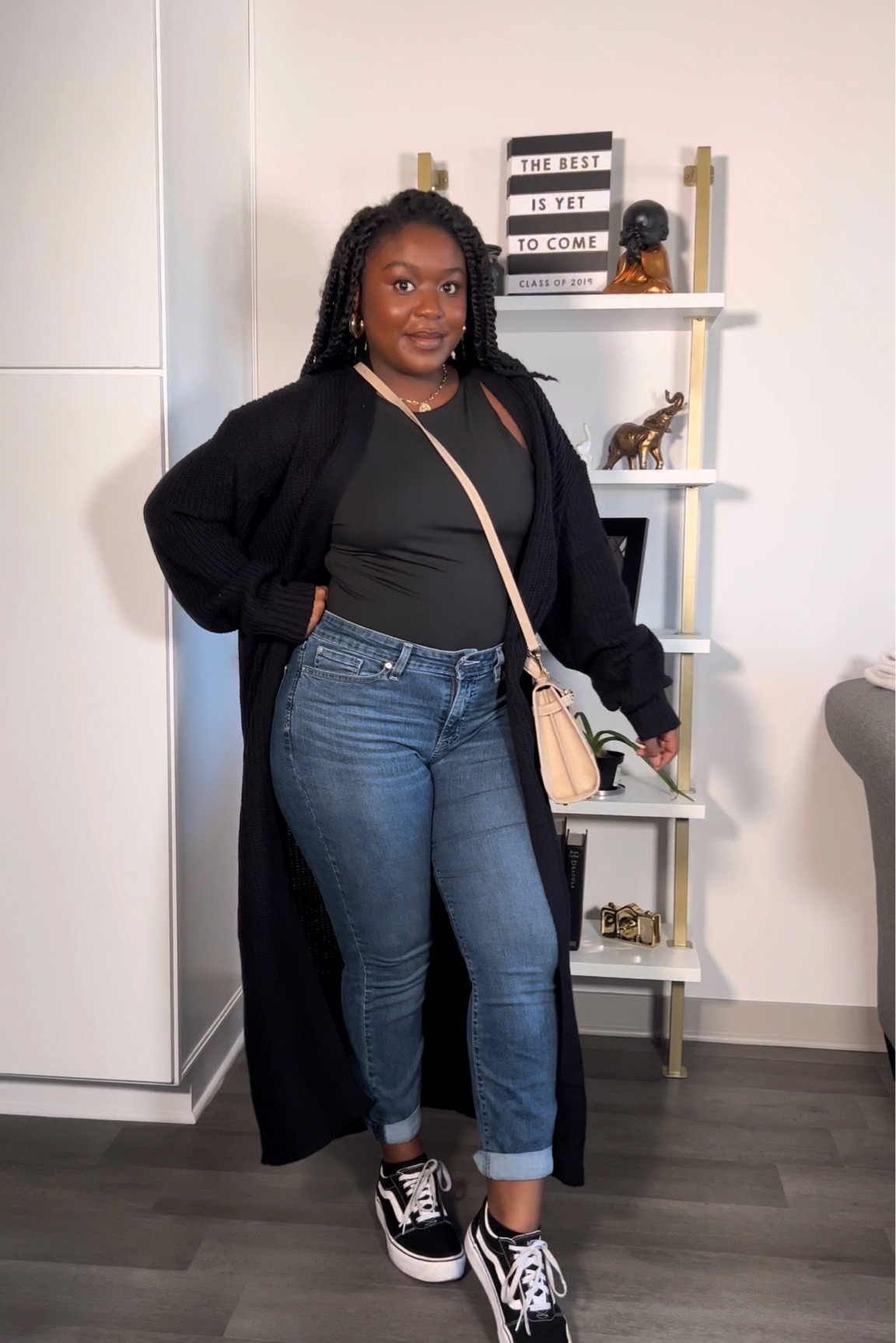 Casual Outfit to Run Errands 
Amazon Black Bodysuit - L
Curvy Girl Friendly Jeans - Size 8 
Vans Sneakers + Long Cardigan 
Crossbody Bag (from Teddy Blake)

#LTKcurves #LTKstyletip #LTKfit