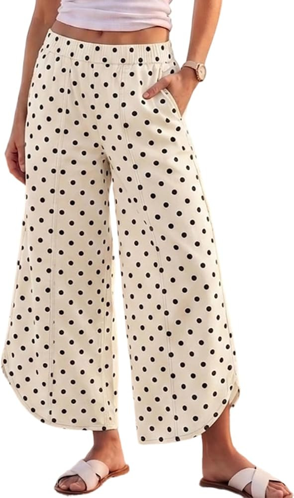 CHARTOU Women Y2k Wide Leg Jeans Elastic Waist Tulip Hem Casual Cropped Denim Pants | Amazon (US)