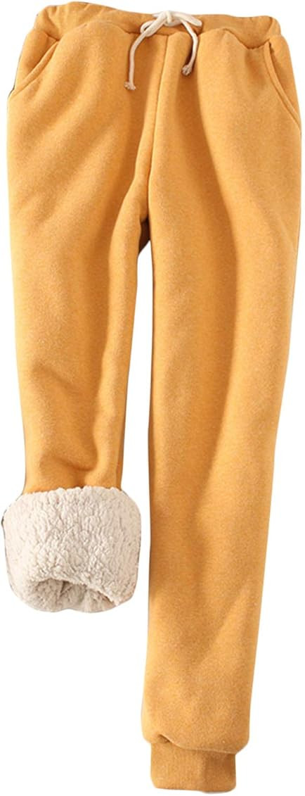 Flygo Women's Winter Warm Fleece Joggers Pants Sherpa Lined Athletic Active Sweatpants | Amazon (US)