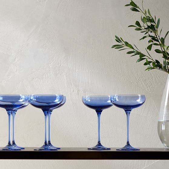 Estelle Colored Glass Estelle Colored Champagne Coupe Glass Cobalt Blue S/6 | West Elm (US)