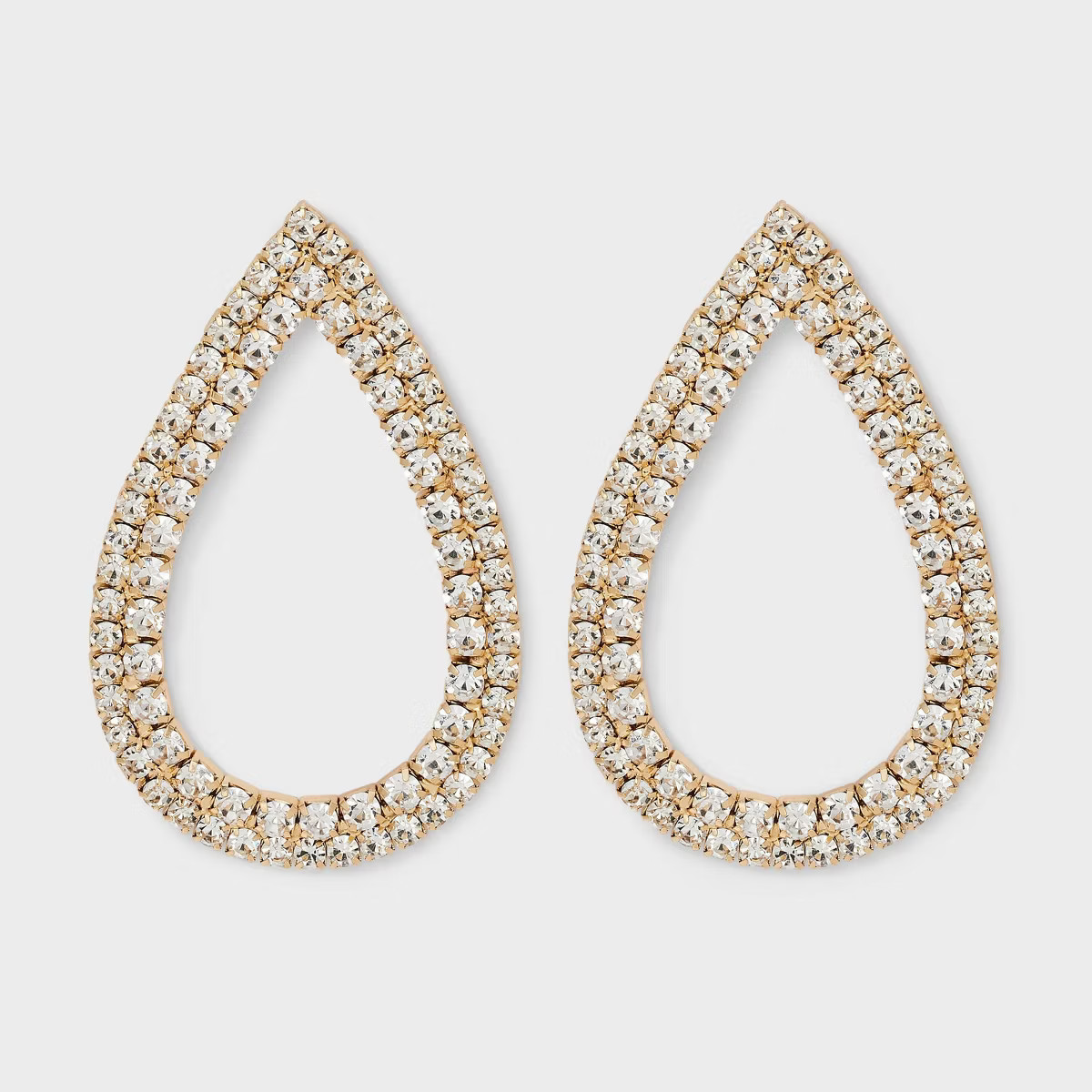 Pave Statement Open Teardrop Earrings - A New Day™ Gold/Clear | Target