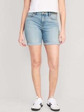 Mid-Rise Wow Jean Shorts for Women -- 7-inch inseam | Old Navy (US)