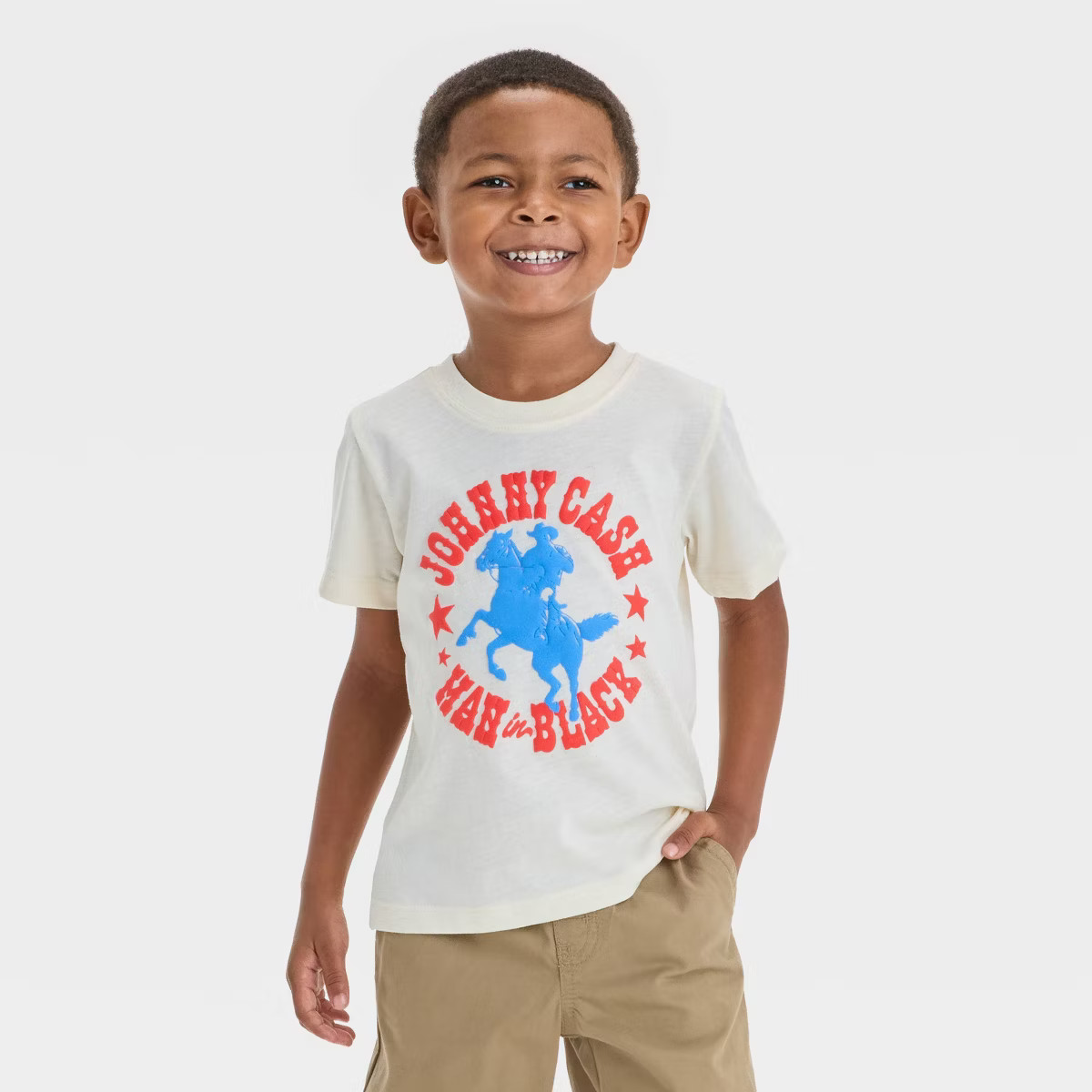 Toddler Boys' Johnny Cash Man in Black T-Shirt - Beige | Target