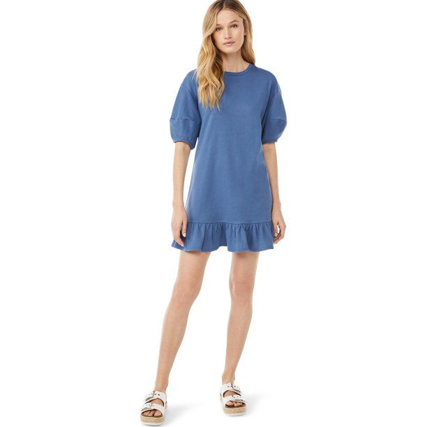 Scoop Women's Sweatshirt Dress with Ruffle Hem | Walmart (US)