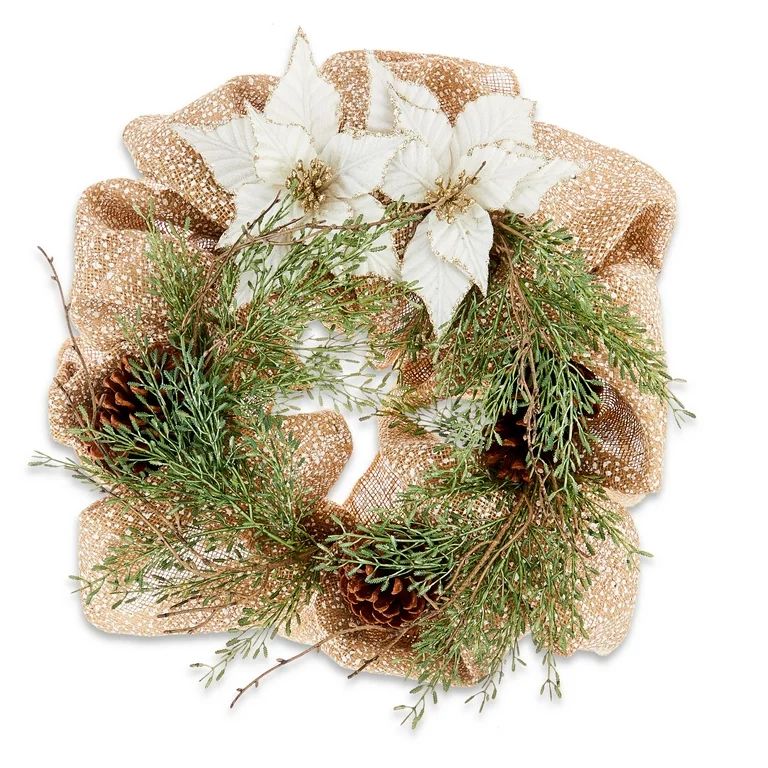 Burlap Christmas Mesh Wreath, 20 in, by Holiday Time | Walmart (US)