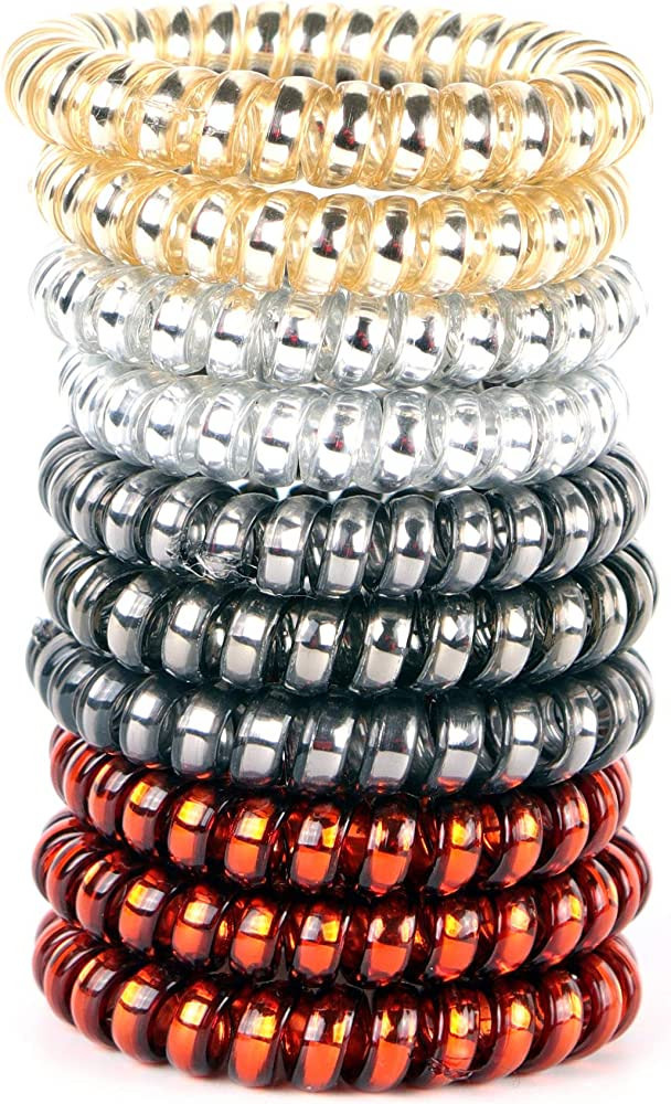 10Pcs Spiral Hair Ties No Crease For Women Girls, Elastic Coil Hair Ties For Thick Hair, Phone Co... | Amazon (US)