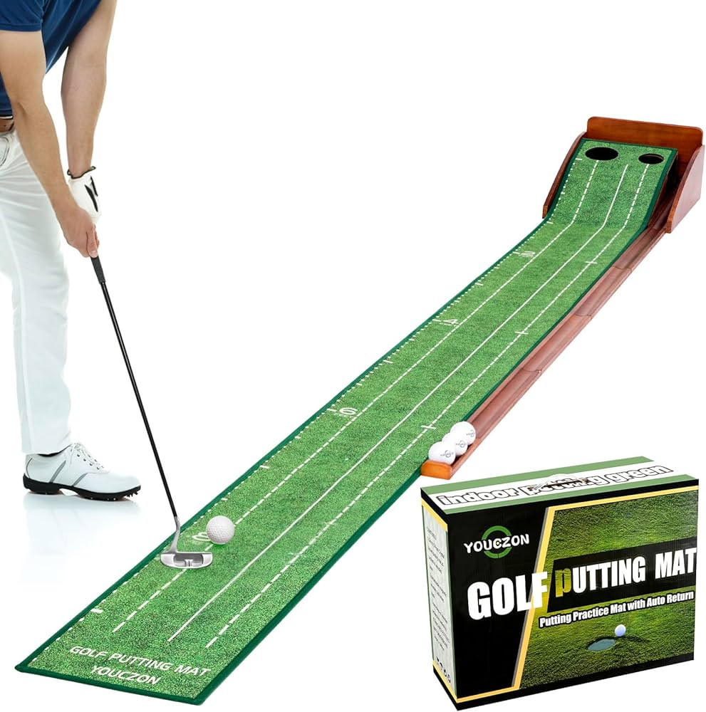Putting Green Indoor,Wrinkle-Free Golf Mat with Auto Ball Return - Durable Solid Wood Base, Luxur... | Amazon (US)