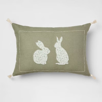 Lumbar Easter Bunny Applique with Tassels Army Green - Threshold™ Design with Studio McGee | Target