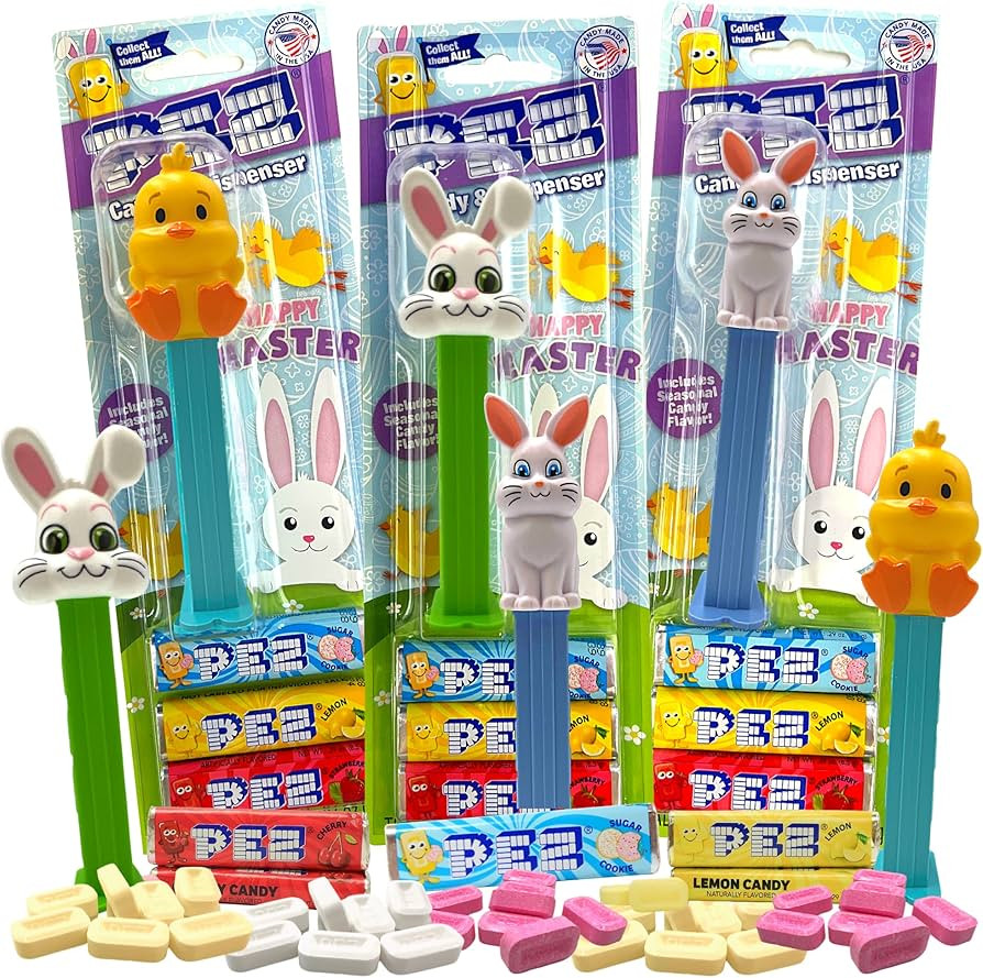 2024 Easter PEZ Dispensers with Refill Roll Variety, Sugar Cookie, Cherry, and Lemon Candy, Flavo... | Amazon (US)