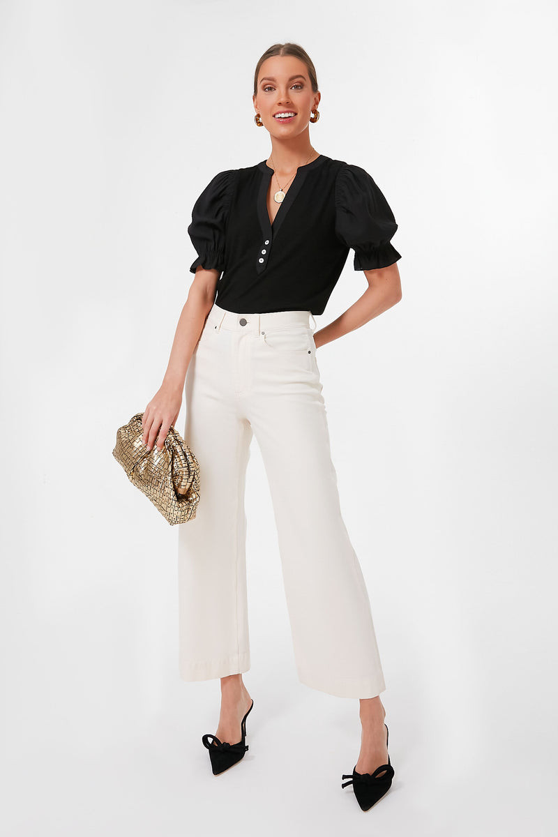 Black Livia Puff Sleeve Top | Tuckernuck (US)