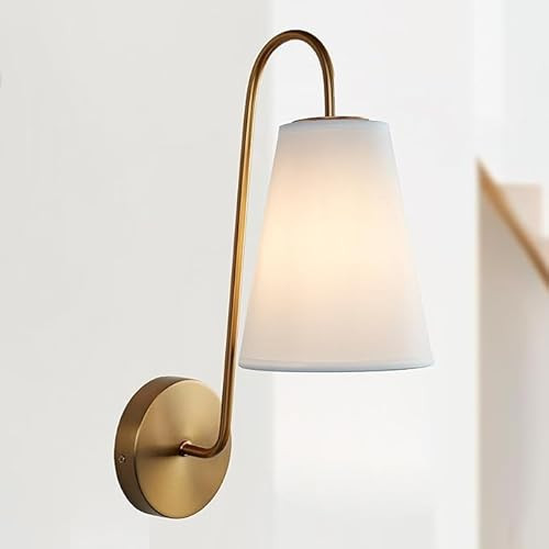 Elegant Design Minimalist Sconce with Linen Shade - Damp Rated in Brass Or Plated Steel, Minimalist Sconce, Damp Rated, Wall Lights, 6" W x 9" D x 16.5" H | Amazon (US)