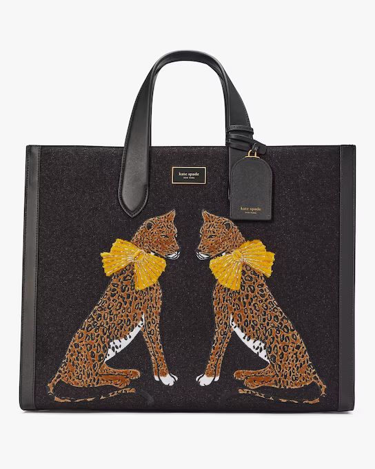 Manhattan Lady Leopard Embroidered Large Tote | Kate Spade (US)