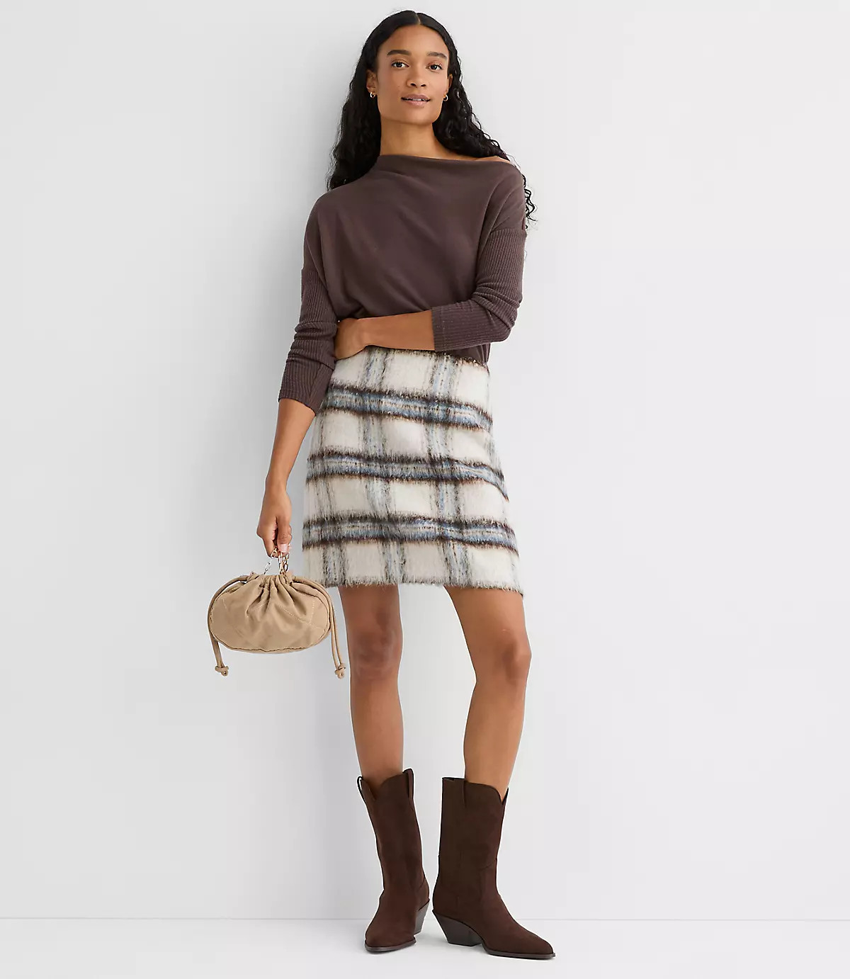 Plaid Boucle Mini Skirt | LOFT