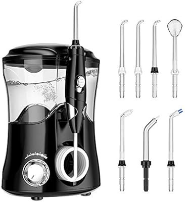 KHH Water Flosser Dental Clean Oral Countertop For Teeth 600 ML Capacity with 7 Jet Tips Combo Bl... | Amazon (US)