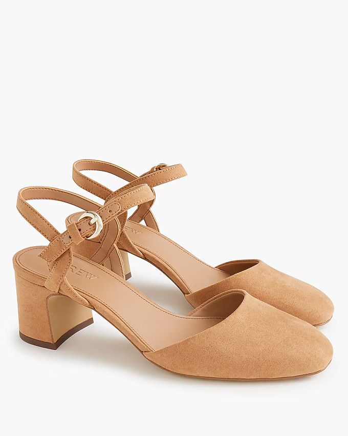 Microsuede ankle-strap heels | J.Crew Factory