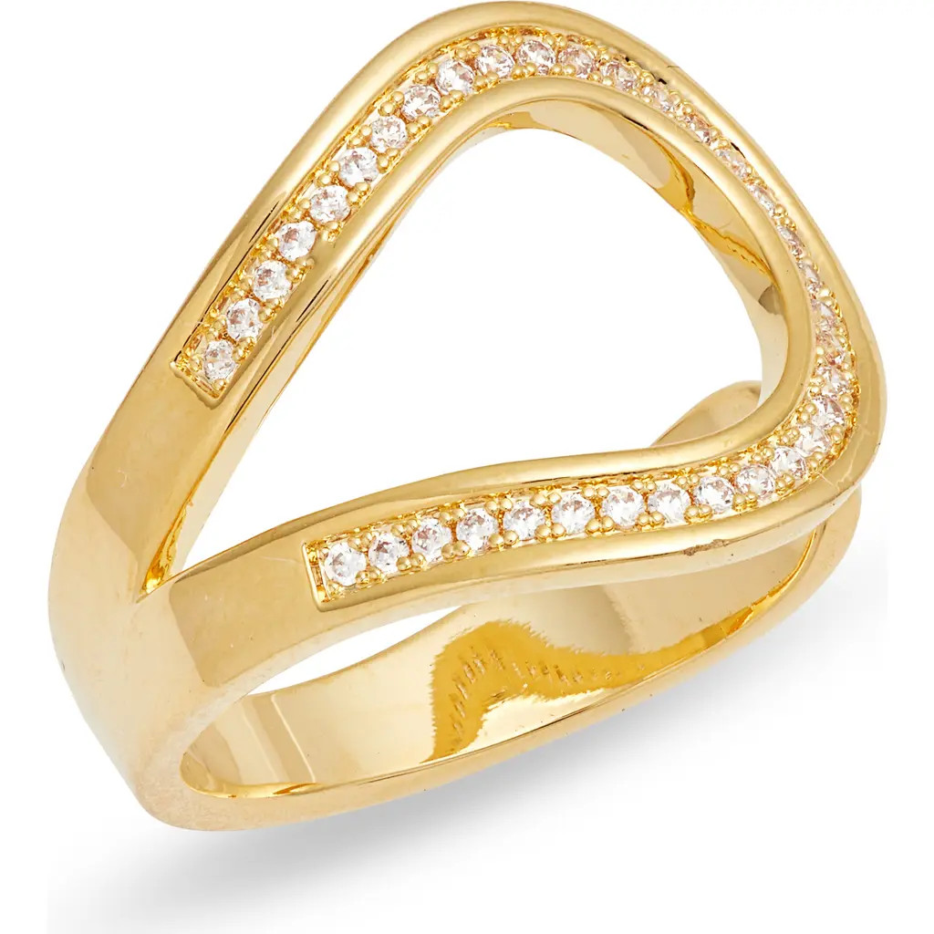 Nordstrom Cubic Zirconia Open Loop Ring in Clear- Gold at Nordstrom Rack, Size 8 | Nordstrom Rack