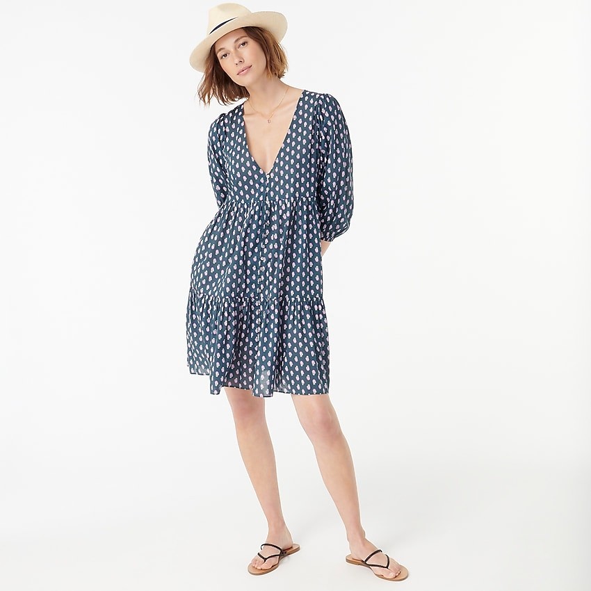Tiered cotton voile beach dress in best buds | J. Crew US