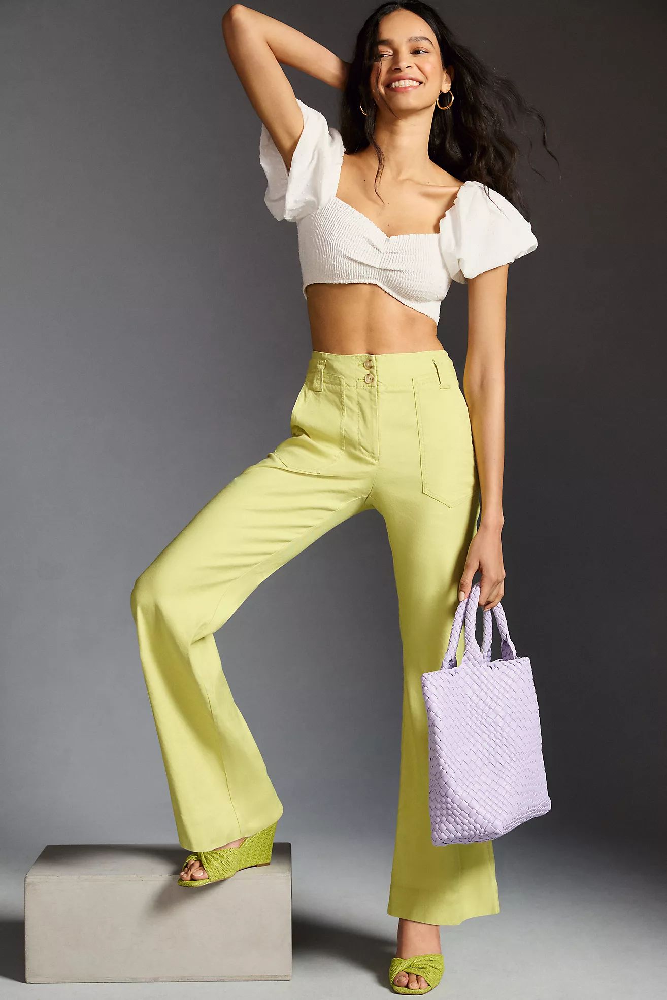 The Naomi Linen Wide-Leg Flare Pants by Maeve | Anthropologie (US)