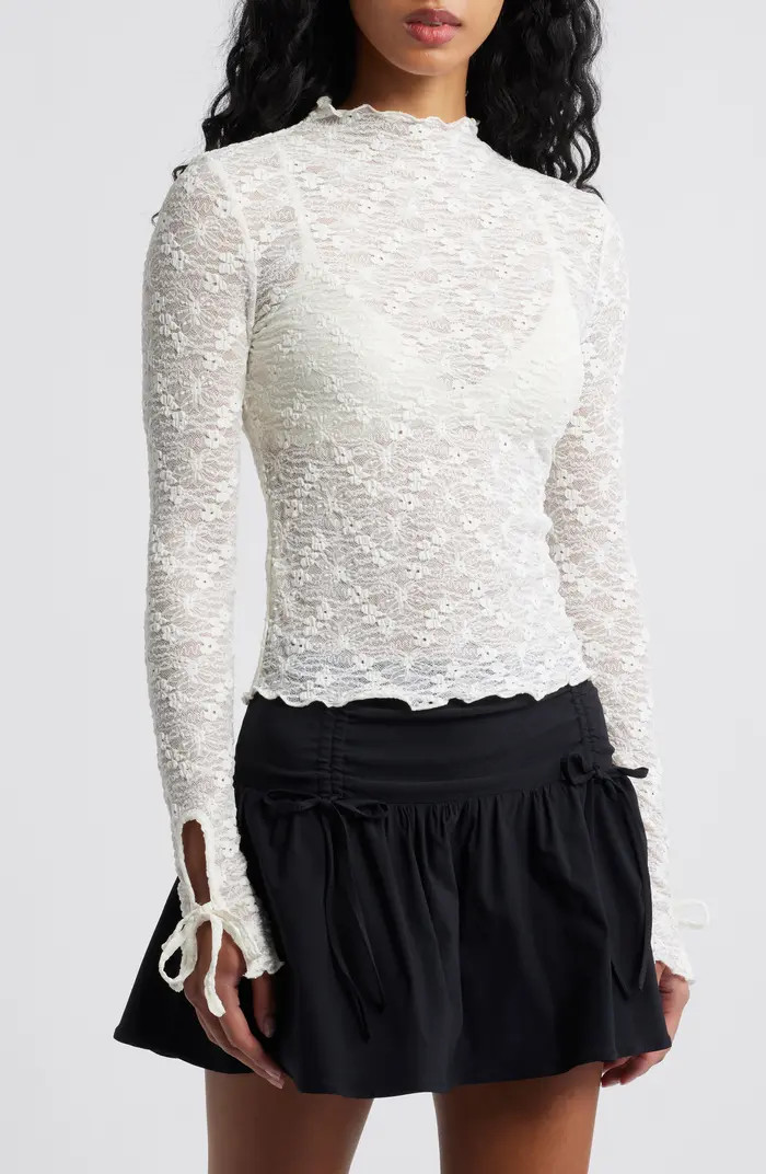 Funnel Neck Lace Top | Nordstrom