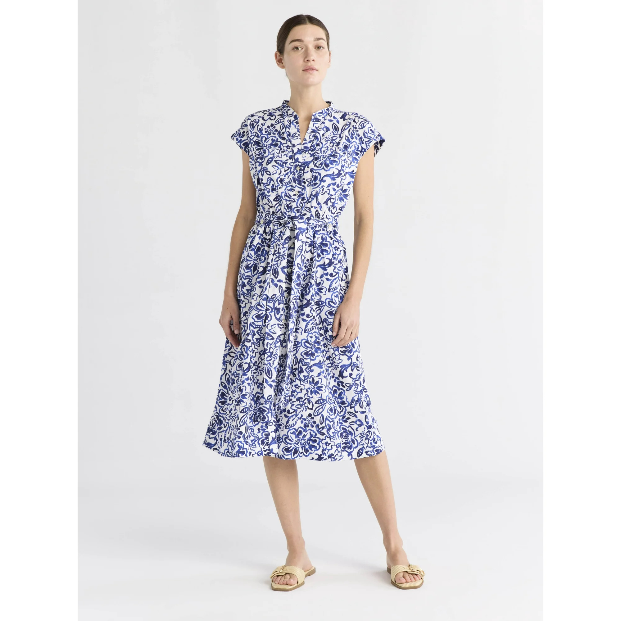 Free Assembly Women's Belted Utility Cotton Midi Shirtdress, Sizes XS-XXL | Walmart (US)