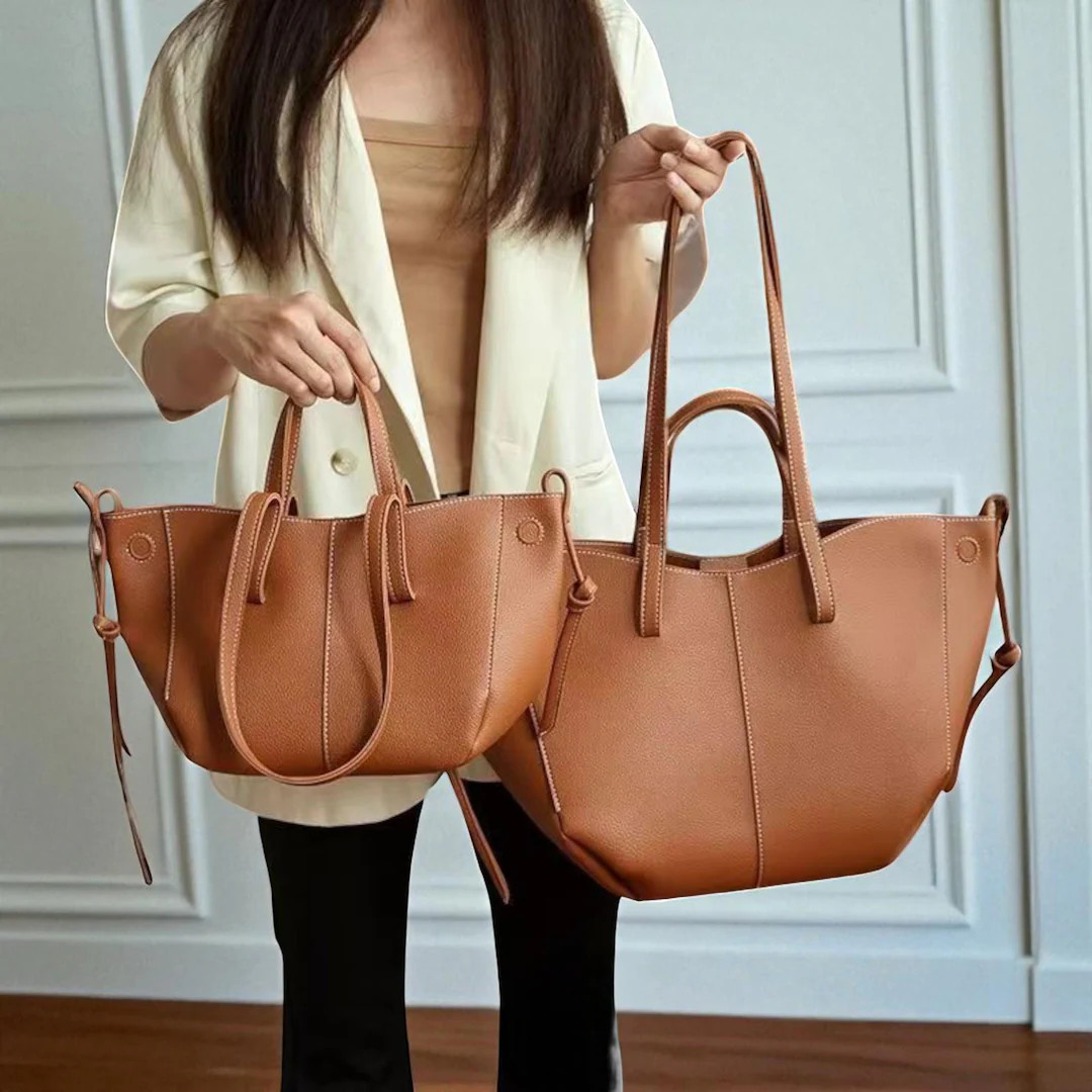 PU Leather Tote Bag, Large & Small Work Bag for Women, Everyday Shopper Shoulder Bag, Soft Vegan ... | Etsy (US)