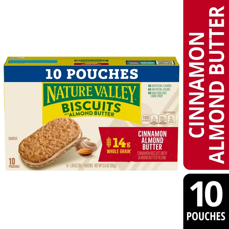 Nature Valley Biscuit Sandwiches, Cinnamon Almond Butter, 10 ct, 13.5 OZ | Walmart (US)