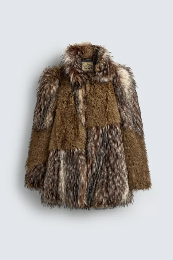 HARRY LAMBERT FOR ZARA X DISNEY FAUX FUR PATCHWORK COAT | Zara US