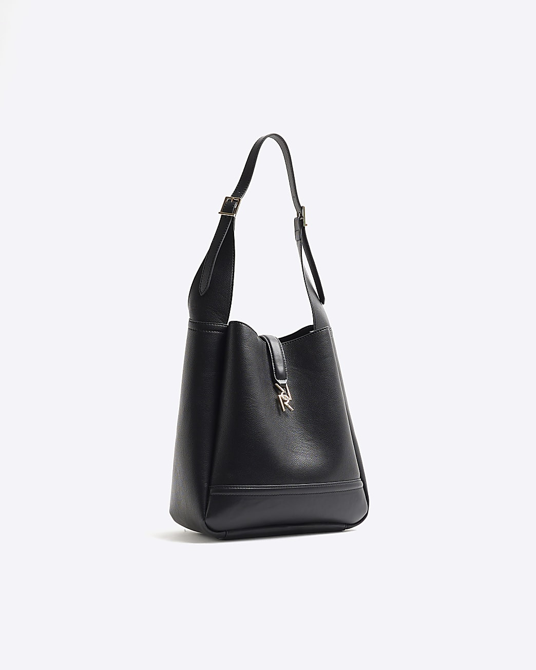 Black Tab Front Shoulder Bag | River Island UK & IE