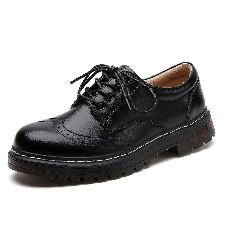 Women's Vintage Oxford Shoe,Perforated Lace-up Round Toe Leather Low Heel Brogues Shoe for Girls ... | Amazon (US)