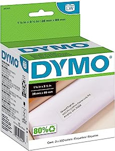 DYMO 30252 LW Mailing Address Labels for LabelWriter Label Printers, White, 1-1/8'' x 3-1/2'', 2... | Amazon (US)