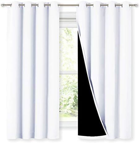 NICETOWN White 100% Blackout Lined Curtains, 2 Thick Layers Completely Blackout Window Treatment ... | Amazon (US)