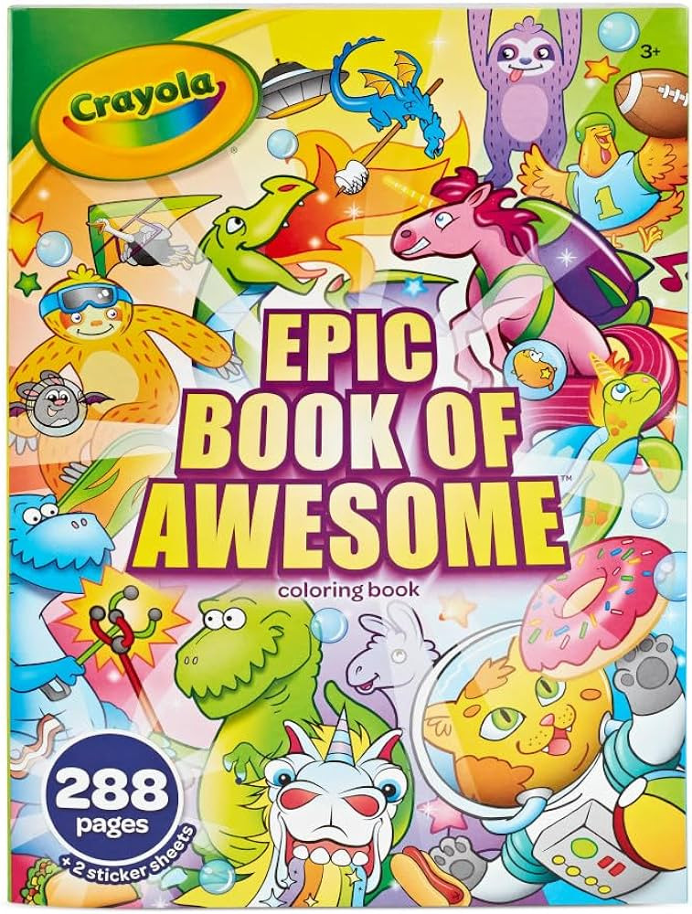 Crayola Epic Book of Awesome Coloring Book (288pgs), Animal Coloring Pages, Glitter Stickers, Tra... | Amazon (US)
